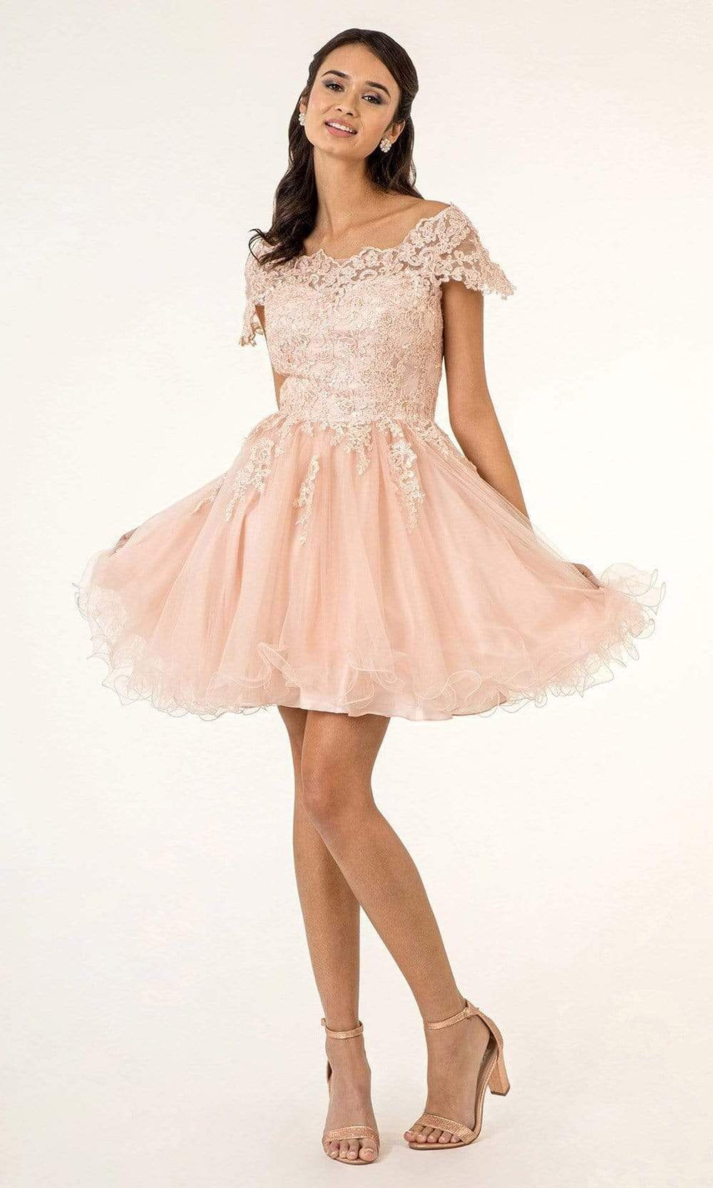 Elizabeth K - GS1953 Lace Embroidered Bodice Fit and Flare Tulle Dress Couture Candy Elizabeth K - GS1953 Lace Embroidered Bodice Fit and Flare Tulle Dress Couture Candy