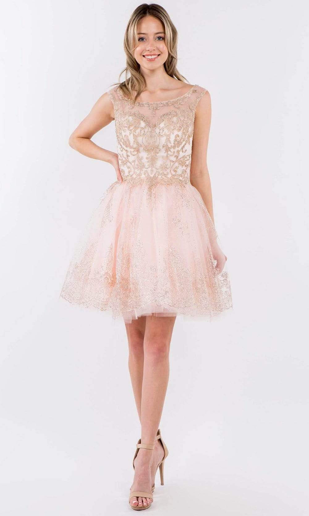 Elizabeth K - GS1964 Cap Sleeve Glitter Illusion Dress Couture Candy Elizabeth K - GS1964 Cap Sleeve Glitter Illusion Dress Couture Candy