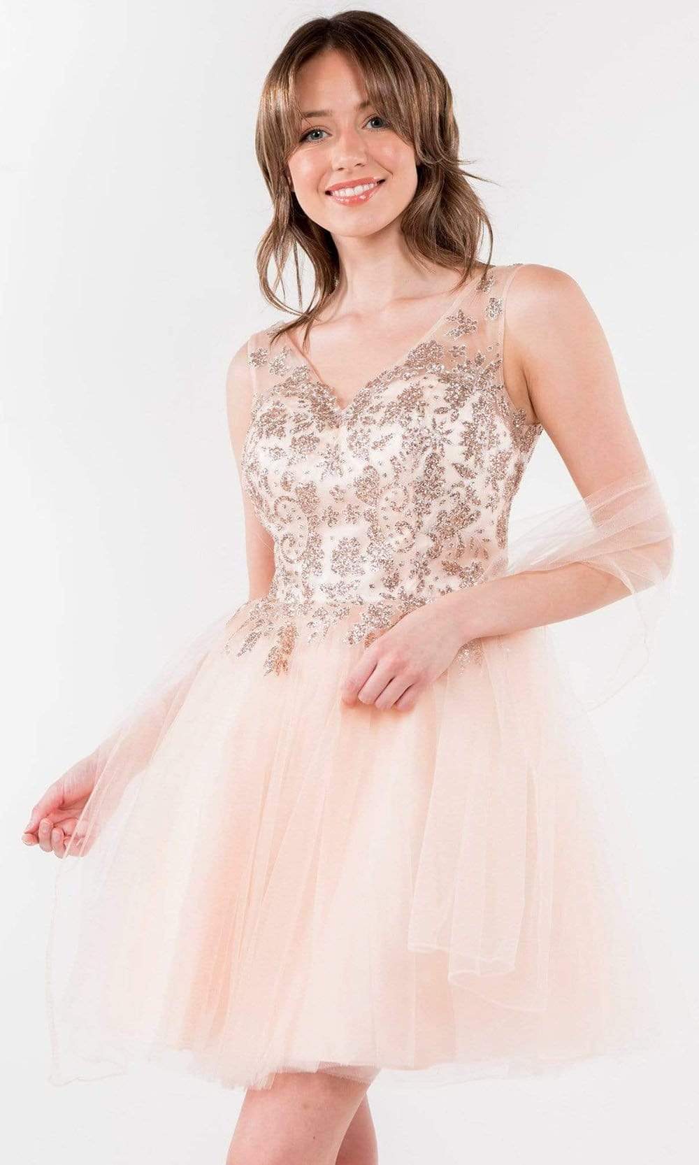 Elizabeth K - GS1968 Glitter Ornate A-Line Short Dress – Couture Candy