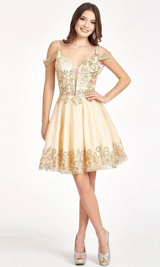 Elizabeth K GS1997 - Glitter V-Neck Cocktail Dress