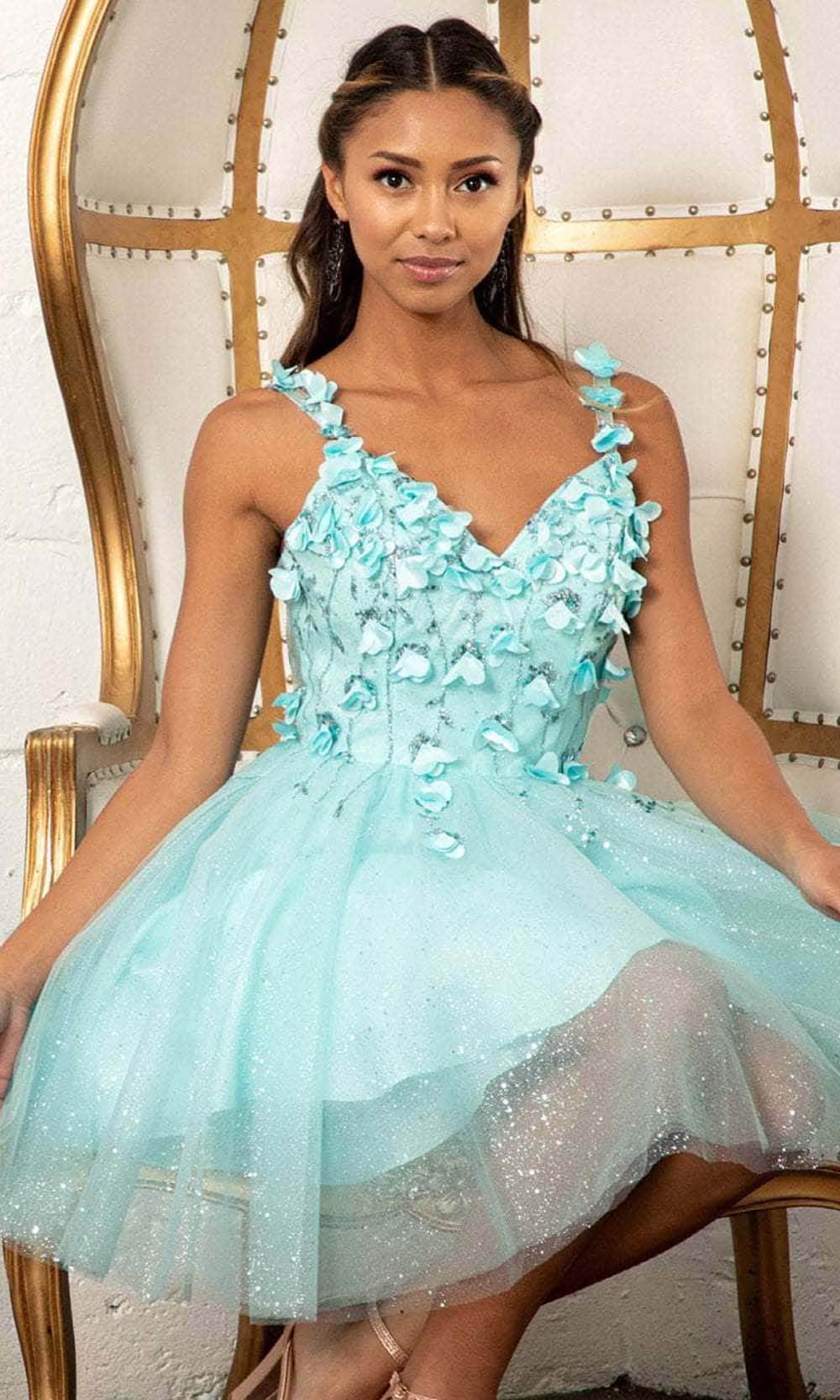 Elizabeth K GS1999 - 3D Florals Short Dress – Couture Candy