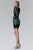 Elizabeth K - GS2134 Sequined Illusion Jewel Neck Bodycon Dress Cocktail Dresses XS / Teal/Black