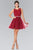 Elizabeth K - GS2375 Lace Illusion A-Line Tulle Short Dress Bridesmaid Dresses XS / Burgundy