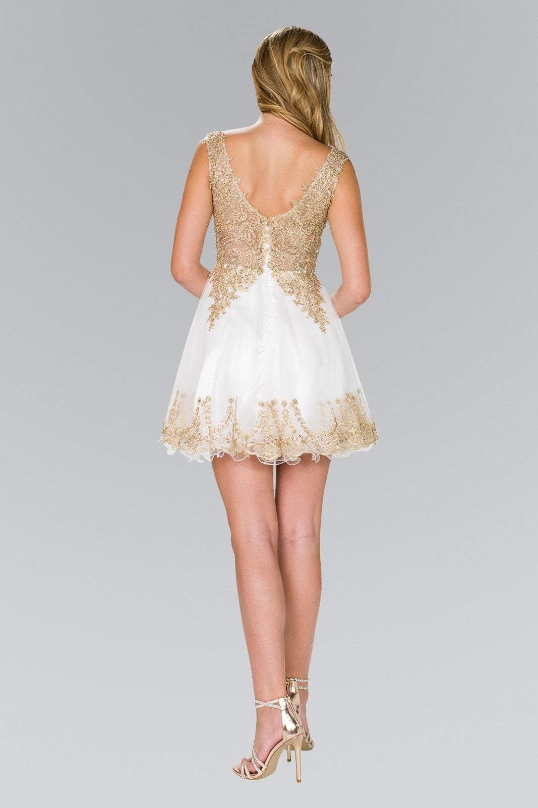 Grace Karin Sweetheart Gold Applique Gold Sequin Cocktail Dress Short White  Formal Prom Dress With Jurk Tulle Coctail HH374 From Werbowy, $93.12