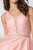 Elizabeth K - GS2865 Glitter Overlaid Plunging Bodice Short Dress Homecoming Dresses
