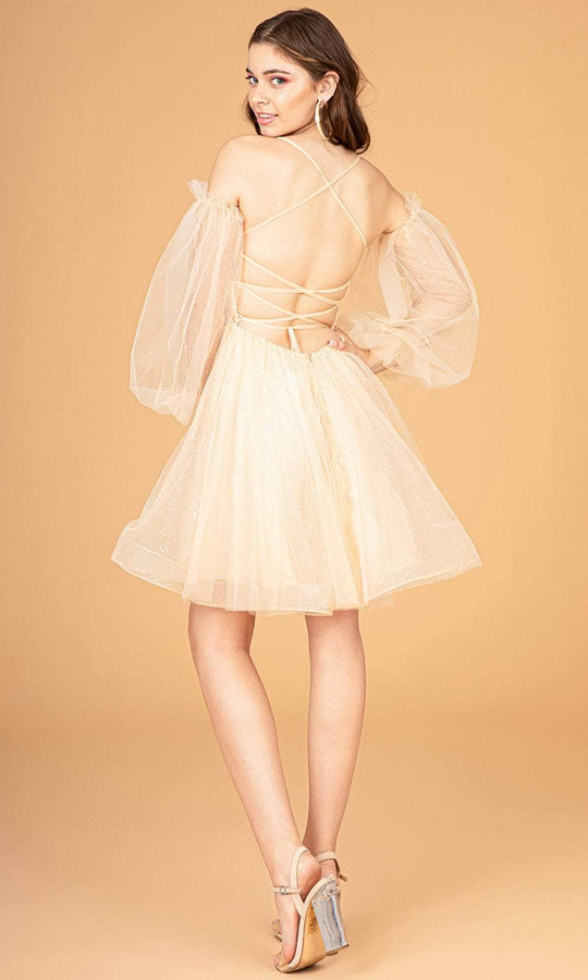 Elizabeth K GS3095 - Tulle Bell Sleeves Cocktail Dress