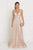 Elizabeth K - Sequined Plunging V-neck A-line Evening Gown GL1575 CCSALE M / Champagne