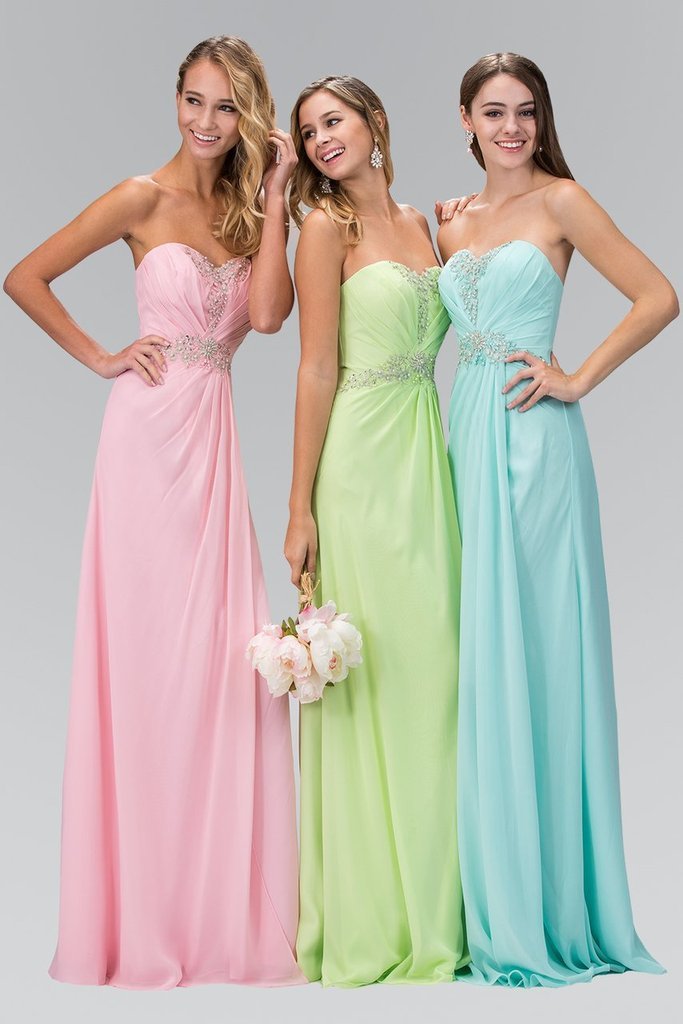 Elizabeth K Strapless Sweetheart Crystal Jeweled Long Dress GL2060 - 1 Pc Pink in Size XL Available CCSALE XL / Pink