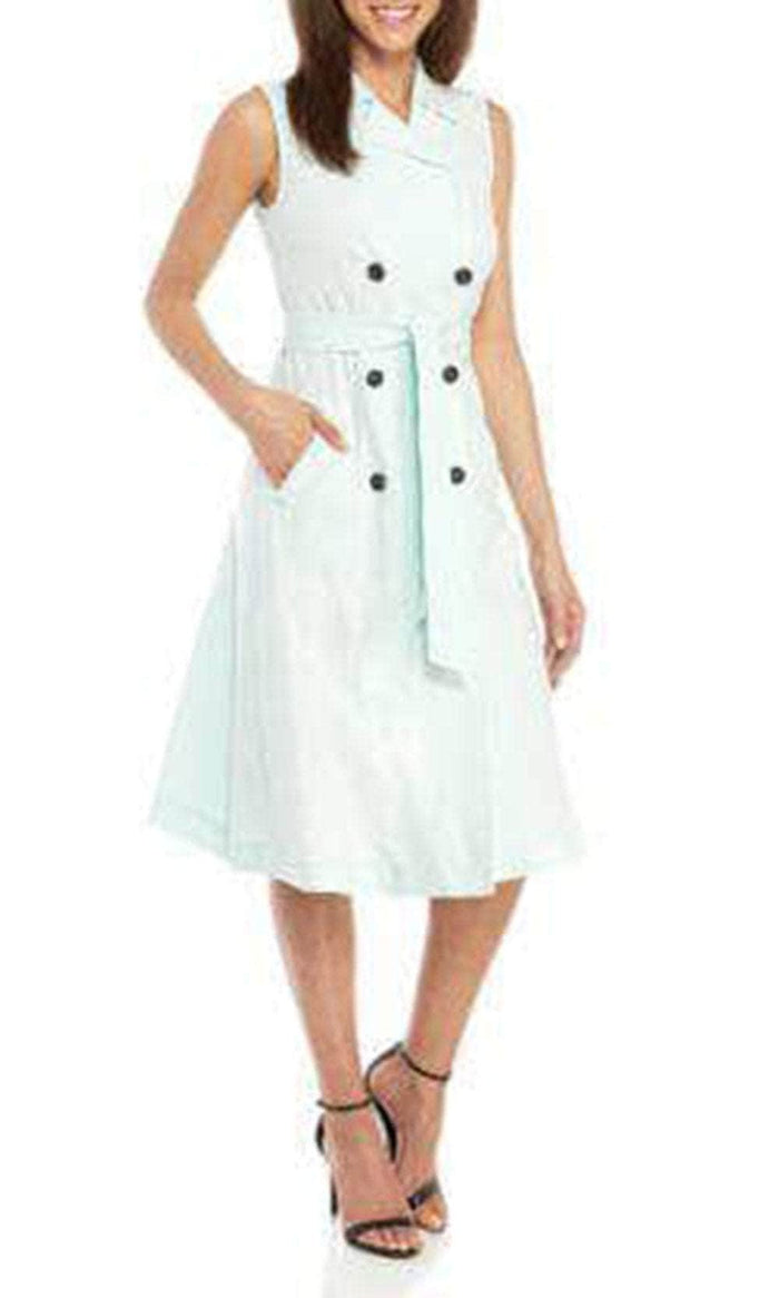 Ellen Tracy ETMS9WD168 - Sleeveless Collared Tea-Length Dress Special Occasion Dress 2 / Celadon