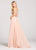 Ellie Wilde - Beaded High Halter Chiffon A-line Dress EW118155 - 1 pc Blush In Size 2 Available CCSALE 2 / Blush