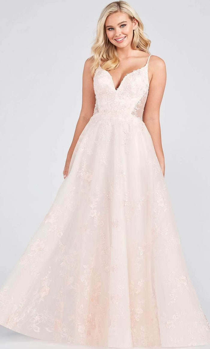 Ellie Wilde - Cutout Back A-Line Prom Gown EW122053 - 1 pc Petal In Size 0 Available CCSALE 0 / Petal