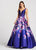 Ellie Wilde EW118006 Plunging V-Neck Floral Print Mikado Gown - 1 pc Dark Purple/Multi In Size 4 Available CCSALE 4 / Dark Purple/Multi