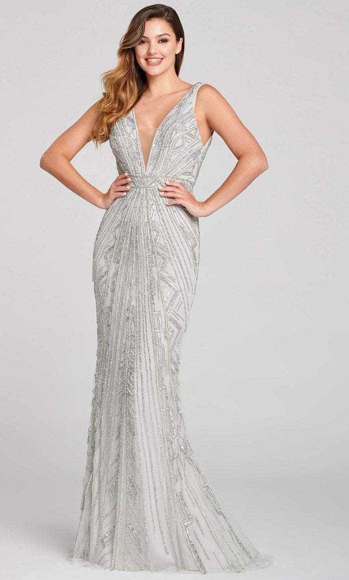 Ellie Wilde EW121068 - Beaded Sleeveless Prom Gown Prom Dresses 00 / Silver