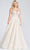 Ellie Wilde EW122005 - Embroidered Tulle In seam pockets A Line Bridal Gown Prom Dresses 00 / Ivory/Blush