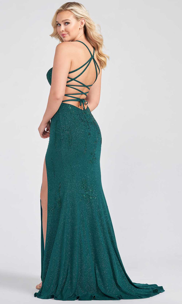 Ellie Wilde EW122018 - Scoop Glitters Prom Gown Prom Dresses 00 / Emerald