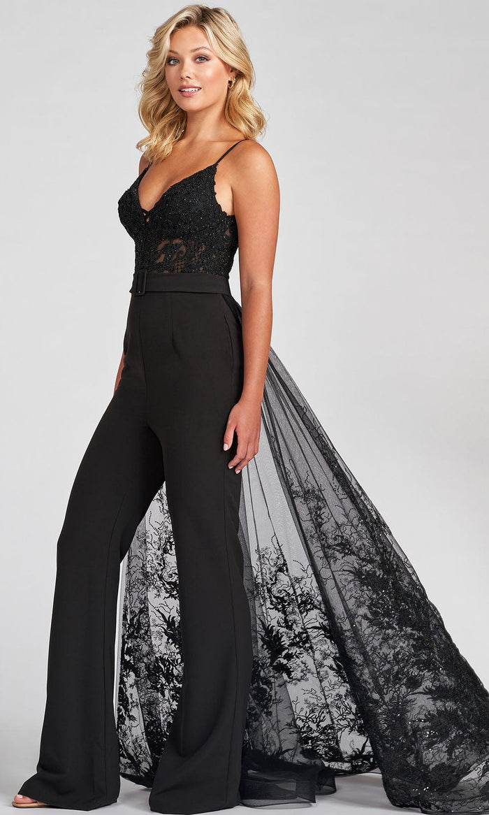 Ellie Wilde EW122024 - Detachable Train Jumpsuit Formal Dress Evening Dresses 00 / Black