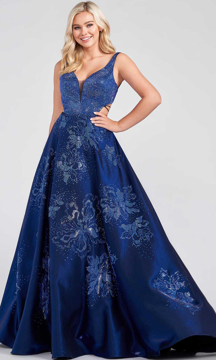 Ellie Wilde EW122025 - Beaded Prom Ballgown Prom Dresses 00 / Navy Blue