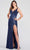 Ellie Wilde EW122027 - Beaded V-Neck Prom Dress Prom Dresses 00 / Navy Blue