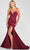 Ellie Wilde EW122028 - Bejeweled V-Neck Prom Dress Prom Dresses 00 / Wine