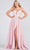 Ellie Wilde EW122082 - Metallic Jacquard and Stone Accents A Line Gown Prom Dresses 00 / Pink