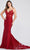 Ellie Wilde EW122094 - Stretch Novelty Tricot Embroidered Lace Prom Gown Prom Dresses 00 / Wine