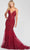 Ellie Wilde EW122103 - Beaded Applique Prom Gown Special Occasion Dress 00 / Wine