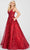 Ellie Wilde EW122107 - V-Neck Embroidered Prom Dress Prom Dresses 00 / Wine