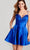 Ellie Wilde EW22014S - Embroidered V-Neck Cocktail Dress Cocktail Dresses 00 / Royal Blue