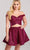 Ellie Wilde - EW22018S Off Shoulder Two Piece Glitter Stretch Dress Homecoming Dresses 00 / Magenta