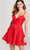Ellie Wilde EW22023S - Satin V-Neck Homecoming Dress Cocktail Dresses 00 / Red