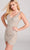 Ellie Wilde EW22032S - V-Neck Sleeveless Embellished Cocktail Dress Cocktail Dresses 00 / Silver/Nude