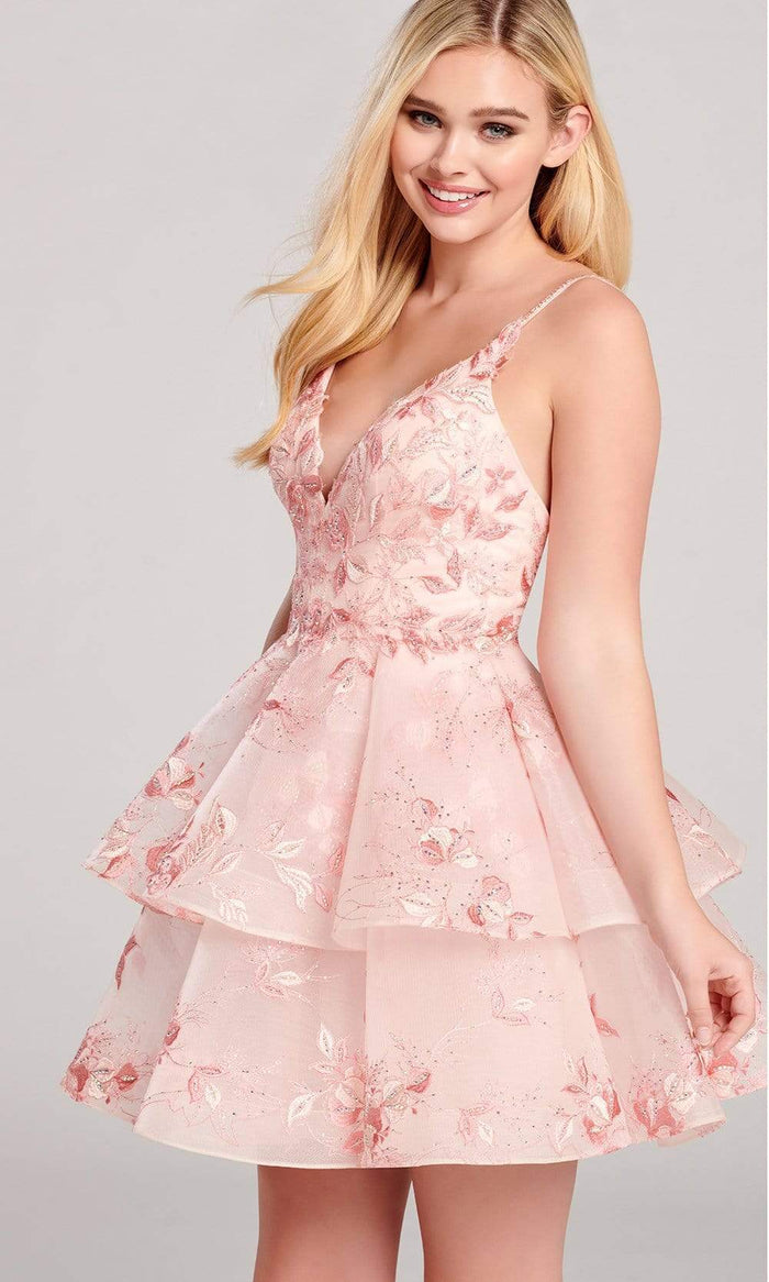 Ellie Wilde - EW22039S Embroidered Lace Tiered Ruffle Flared Dress Couture Candy Ellie Wilde - EW22039S Embroidered Lace Tiered Ruffle Flared Dress Couture Candy