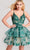 Ellie Wilde - EW22039S Embroidered Lace Tiered Ruffle Flared Dress Homecoming Dresses 00 / Emerald/Nude