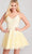 Ellie Wilde EW22044S - Embroidered Sleeveless Cocktail Dress Cocktail Dresses 00 / Light Yellow/White