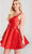 Ellie Wilde EW22058S - Sweetheart Cutout Side Cocktail Dress Cocktail Dresses 00 / Red