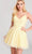 Ellie Wilde EW22059S - Laced Illusion Back Cocktail Dress Cocktail Dresses 00 / Light Yellow
