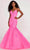 Ellie Wilde EW34011 - Glitter Plunging V Neckline Evening Dress Pageant Dresses 00 / Hot Pink
