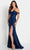 Ellie Wilde EW34012 - Embroidered Off shoulder Evening Dress Evening Dresses 00 / Navy