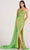 Ellie Wilde EW34020 - Asymmetric Sheer Bod Shiny Gown Prom Dresses 00 / Lime