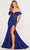 Ellie Wilde EW34028 - Feathered Off Shoulder Mermaid Prom Gown Prom Dresses 00 / Navy