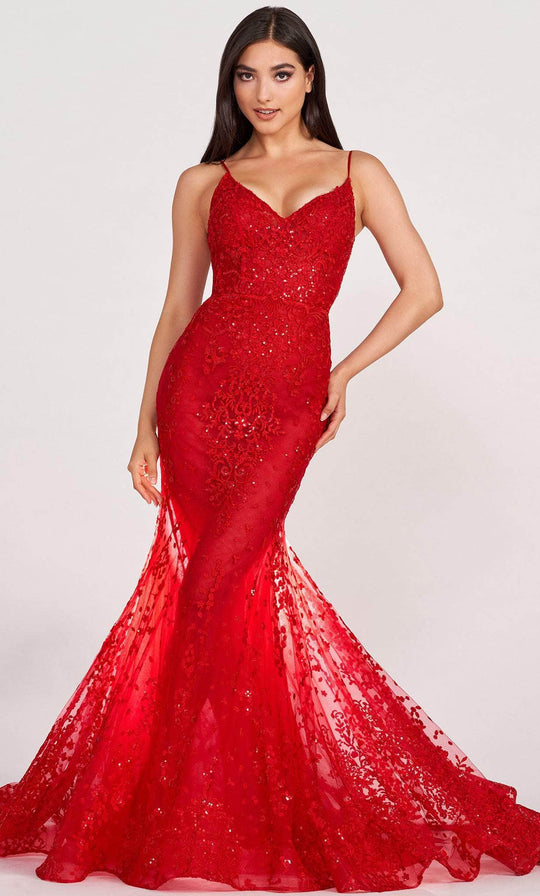 Ellie Wilde EW34030 - V-Neck Embroidered Evening Gown
