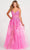 Ellie Wilde EW34032 - Embroidered Glittery Translucent Gown Evening Dresses 00 / Hot Pink