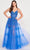 Ellie Wilde EW34032 - Embroidered Glittery Translucent Gown Evening Dresses 00 / Royal Blue