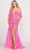 Ellie Wilde EW34034 - Feather trim Sweetheart Evening Dress Evening Dresses 00 / Hot Pink
