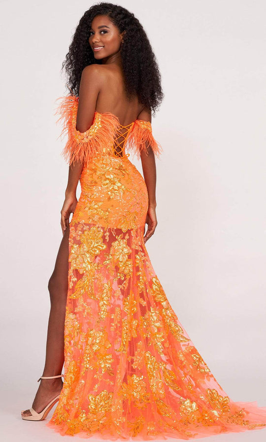 Ellie Wilde EW34034 - Feather trim Sweetheart Evening Dress