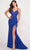 Ellie Wilde EW34035 - Strappy Open Back Slit Beaded Gown Evening Dresses 00 / Royal Blue