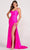 Ellie Wilde EW34038 - High Slit Strappy Back Sheath Gown Evening Dresses 00 / Hot Pink