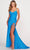 Ellie Wilde EW34038 - High Slit Strappy Back Sheath Gown Evening Dresses 00 / Ocean Blue