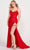 Ellie Wilde EW34038 - High Slit Strappy Back Sheath Gown Evening Dresses 00 / Red