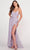 Ellie Wilde EW34046 - Exposed Back Glittered Slit Gown Evening Dresses 00 / Lavender Frost